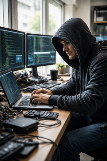 Hacker dans un espace de travail moderne
